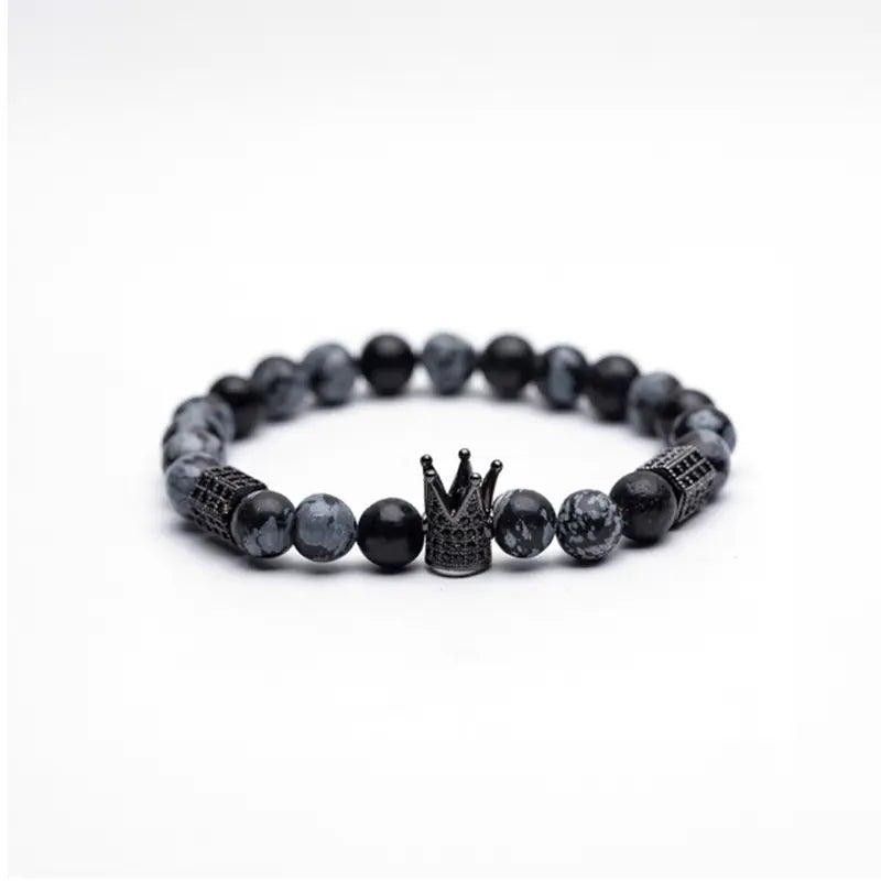 King's Crown Gem Bracelet – Classic Zircon & Bead Design - Gems Ritual