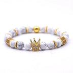 King's Crown Gem Bracelet – Classic Zircon & Bead Design - Gems Ritual