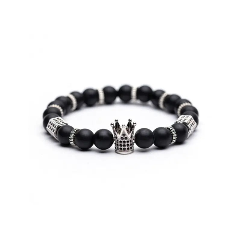 King's Crown Gem Bracelet – Classic Zircon & Bead Design - Gems Ritual