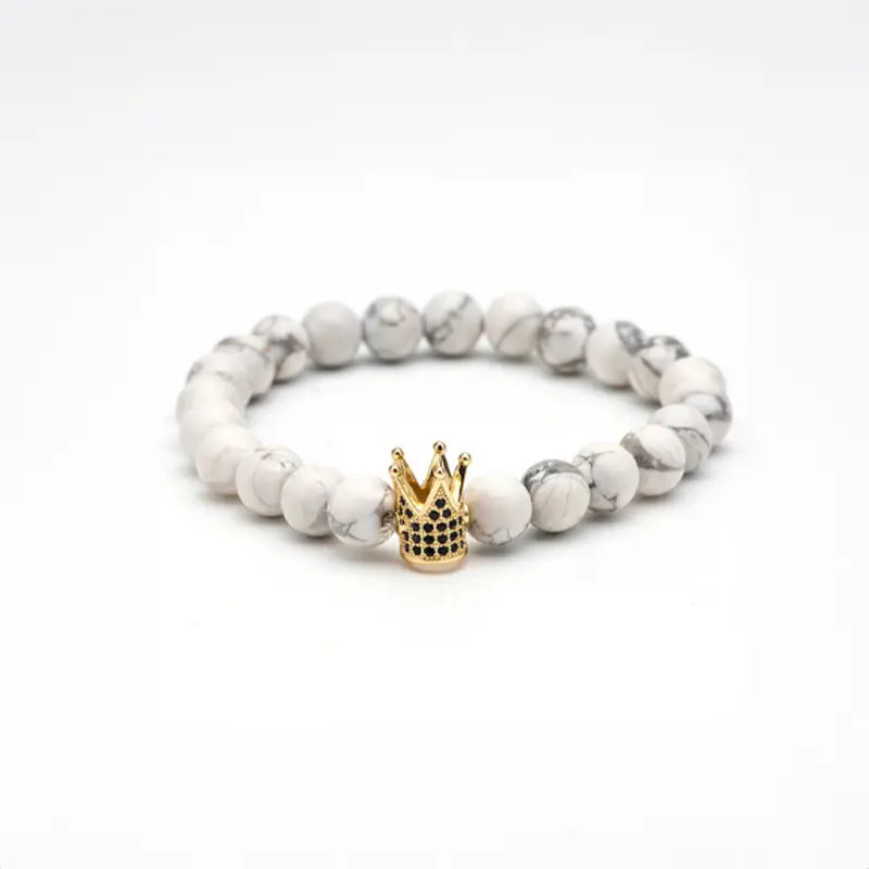 King's Crown Gem Bracelet – Classic Zircon & Bead Design - Gems Ritual