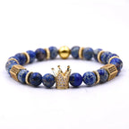 King's Crown Gem Bracelet – Classic Zircon & Bead Design - Gems Ritual
