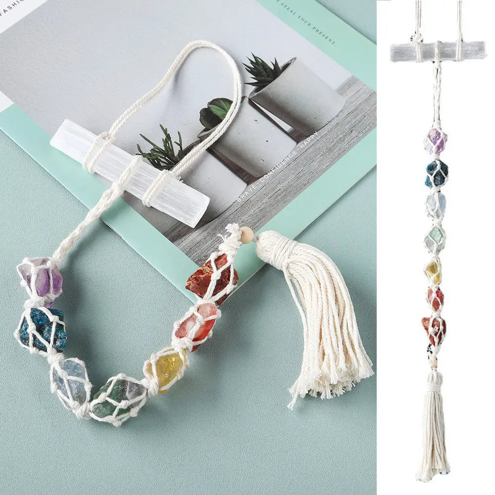 Chakra Stones Car Hanging – Natural Crystal Energy Decor & Protection Gems Ritual
