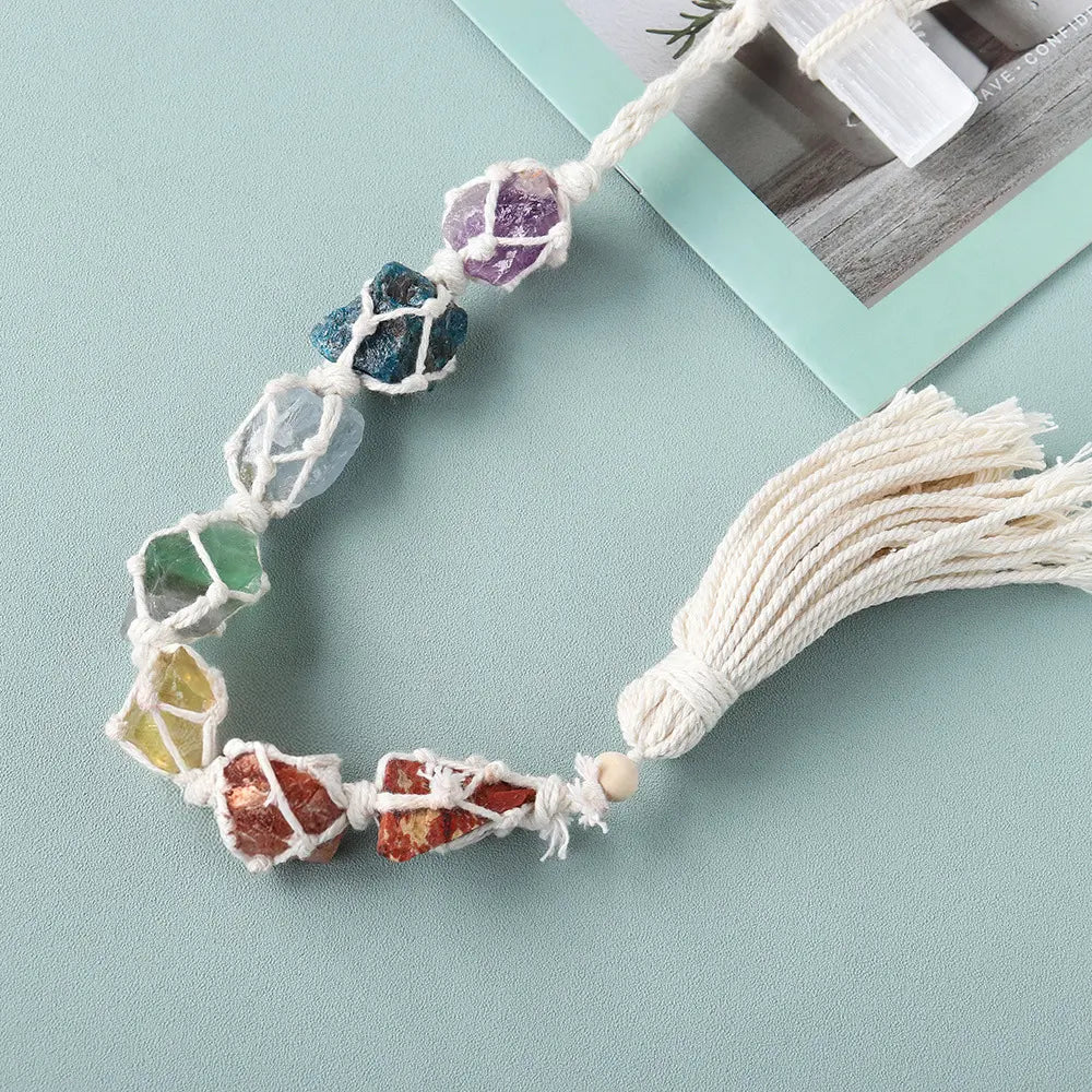 Chakra Stones Car Hanging – Natural Crystal Energy Decor & Protection Gems Ritual