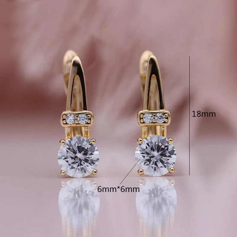 Sophisticated Rose Gold Jewelry Set – Round Zircon Bridal Accessories - Gems Ritual
