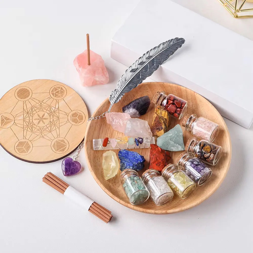 Ultimate Crystal Energy Kit with Chakra Healing Set Gems Ritual