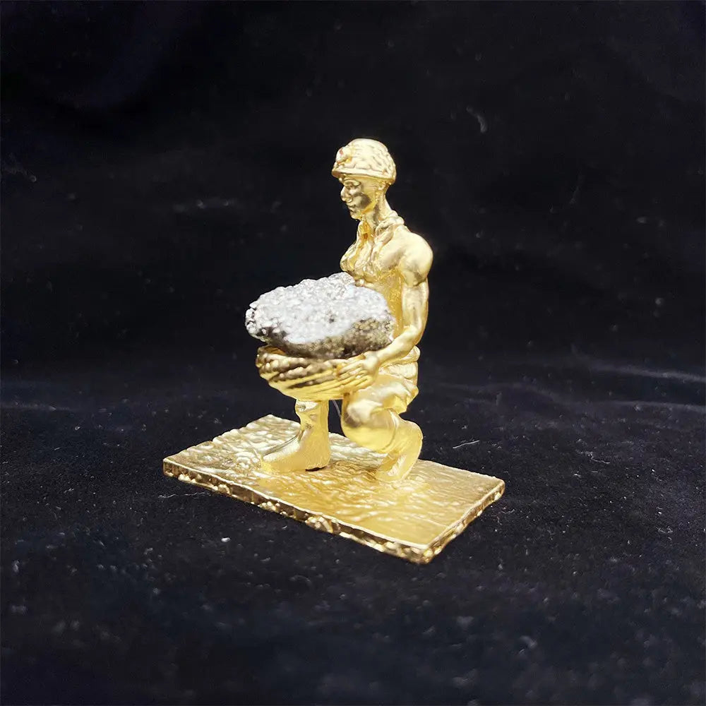 Handcrafted Natural Stone Miner Figurine Gems Ritual