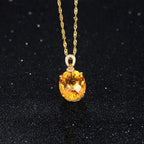 Vintage Citrine Necklace with Crystal Detailing – Luxurious Golden Glow - Gems Ritual