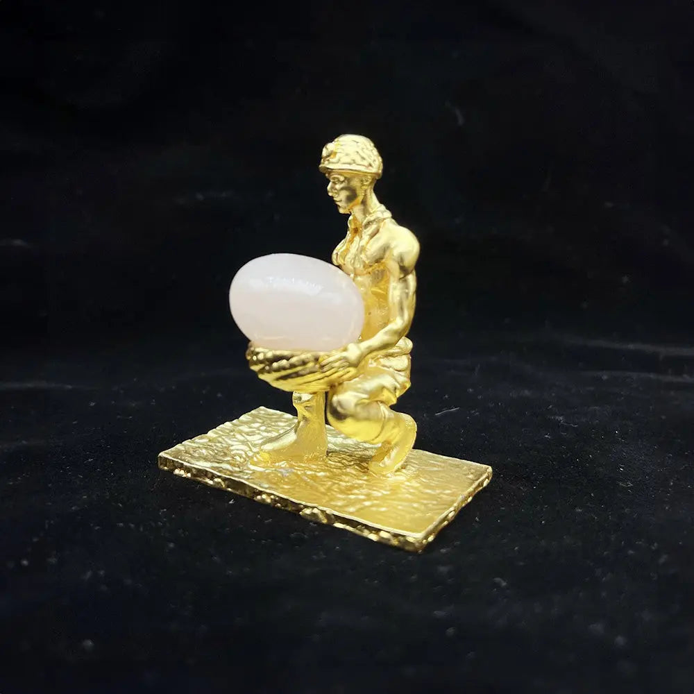 Handcrafted Natural Stone Miner Figurine Gems Ritual