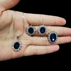 Glamorous Sapphire Jewelry Set with Zirconia Accents Gems Ritual