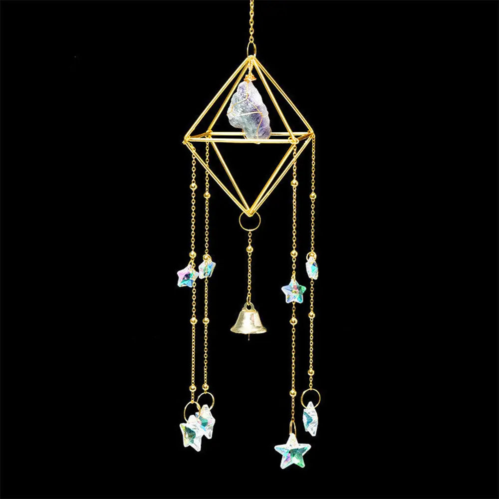 Enchanting Crystal Wind Bell with Natural Stones Gems Ritual