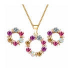 European Style Crystal Jewelry Set – Colorful Pendant & Earrings - Gems Ritual