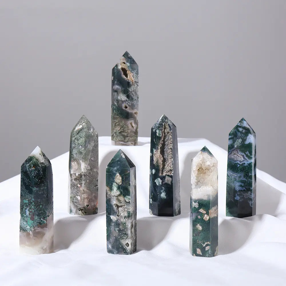 Green Agate Crystal Tower – Energy Harmonizing Home Decor Gems Ritual