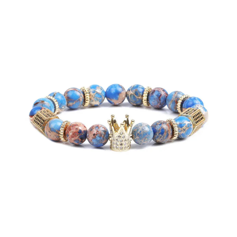 Royal Stone Beaded Crown Bracelet Gems Ritual