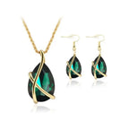 Aura Crystal Jewelry Set – Teardrop Pendant & Earrings Design - Gems Ritual