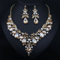 Statement Crystal Pearl Bridal Jewelry Set with Elegant Teardrop Accents - Gems Ritual