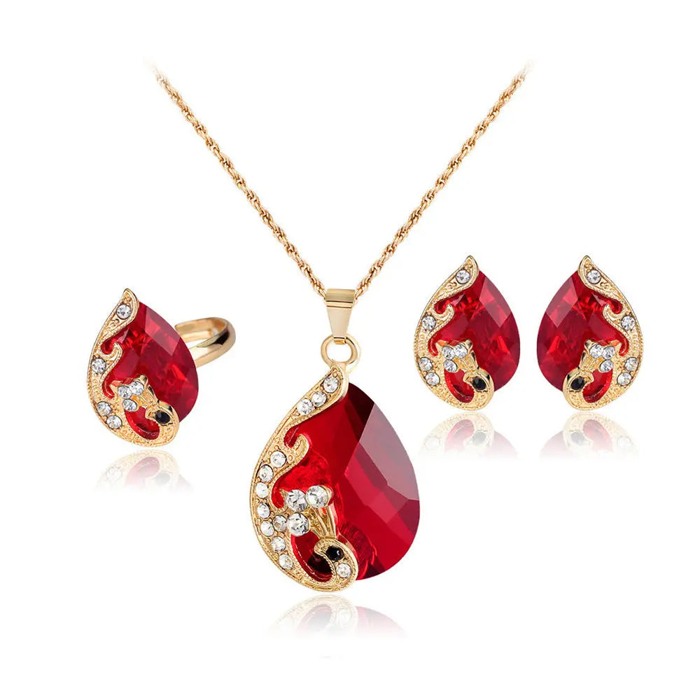 Luxury Peacock Jewelry Set with Gemstone Aura Gems Ritual