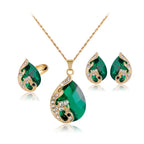 Luxury Peacock Jewelry Set with Gemstone Aura Gems Ritual