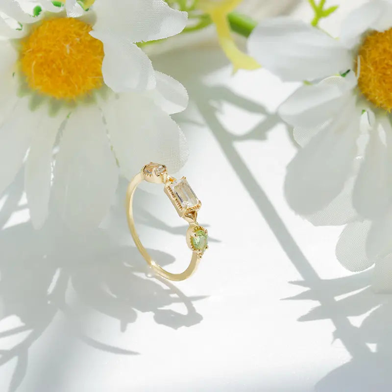 Crystal Topaz Peridot Ring – Elegant Gemstone Jewelry for Women Gems Ritual