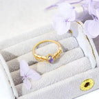 Vintage Cordierite Ring – Elegant Gold-Plated Gemstone Jewelry - Gems Ritual
