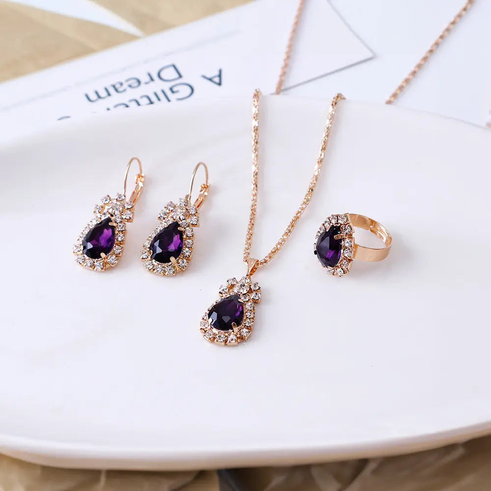 Luxury Water Drop Jewelry Bridal Set Gems Ritual