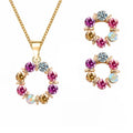 European Style Crystal Jewelry Set – Colorful Pendant & Earrings - Gems Ritual