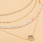 Diamond Necklace with Natural Gemstone Beads – Layered Style - Gems Ritual