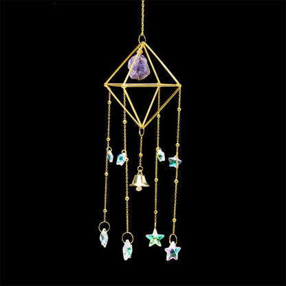 Enchanting Crystal Wind Bell with Natural Stones Gems Ritual