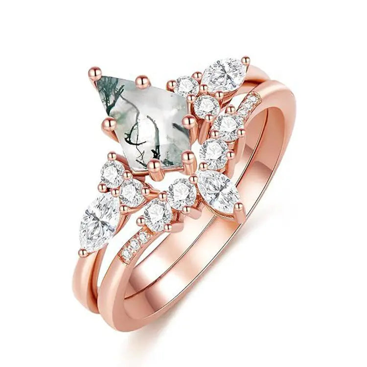 Vintage-Inspired Moss Agate Ring – Natural Gemstone & Sterling Silver - Gems Ritual