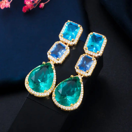 Zircon and Glass Stone Earrings