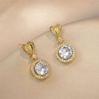 Dazzling Zircon Jewelry Set – Necklace and Earrings in Gold Finish - Gems Ritual