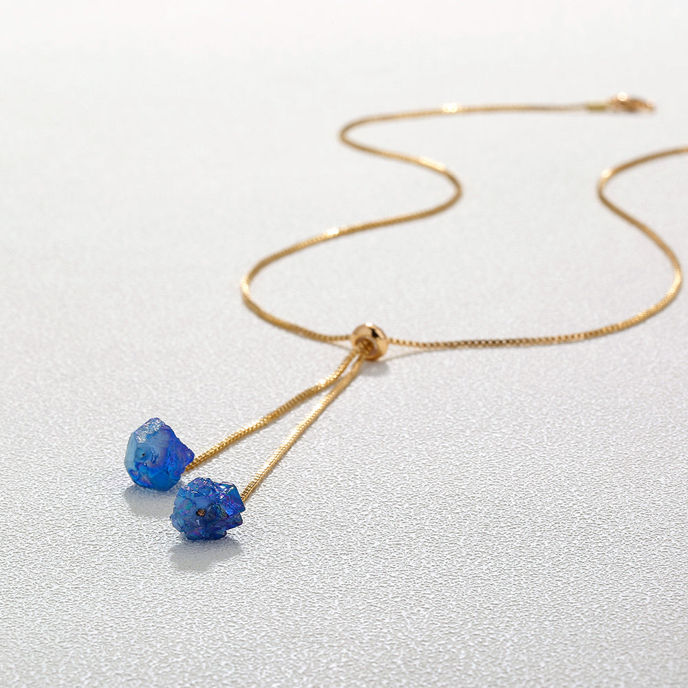 Minimalistic Necklace with Natural Stones Gems Ritual