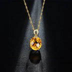 Vintage Citrine Necklace with Crystal Detailing – Luxurious Golden Glow - Gems Ritual