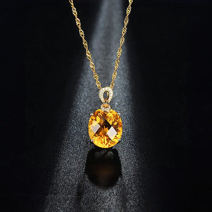 Elegant Citrine Necklace with Oval Cut Gemstone Gems Ritual