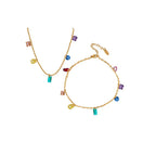 Minimalist Rainbow Gem Jewelry – Necklace and Bracelet Set Gems Ritual