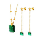 Emerald Zircon Pendant Necklace & Green Zircon Jewelry Set - Gems Ritual