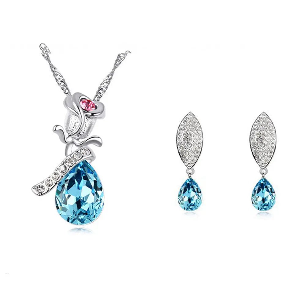 Enamored Rose Crystal Pendant Necklace - Gems Ritual