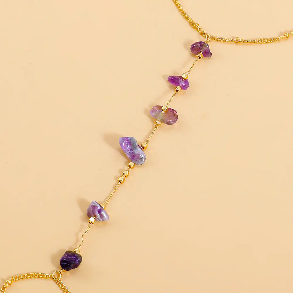 Purple Anklet with Amethyst Charm Gems Ritual