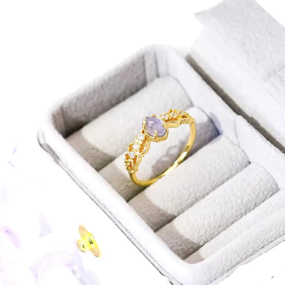 Vintage Cordierite Ring – Elegant Gold-Plated Gemstone Jewelry - Gems Ritual