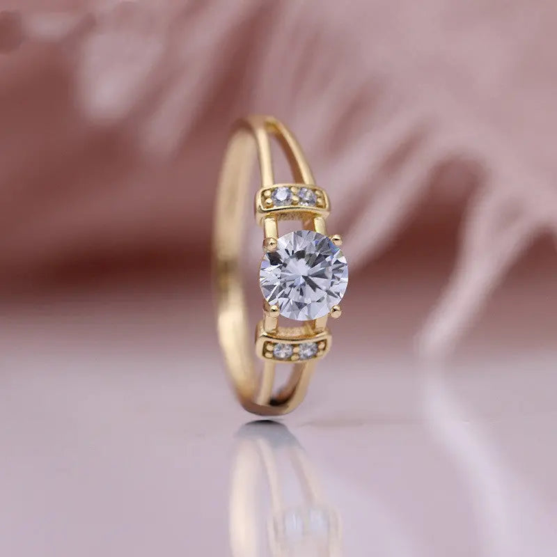 Sophisticated Rose Gold Jewelry Set – Round Zircon Bridal Accessories - Gems Ritual