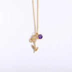 Personalized Birthstone Necklace – Elegant Zircon Flower Pendant Gems Ritual