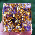 Crystal Orgonite Energy Pyramid – Reiki Infused Chakra Healing Decor Gems Ritual