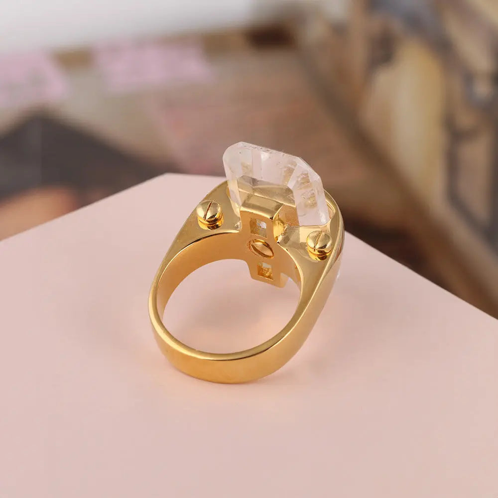 Sophisticated Natural Stone Ring with a Contemporary Twist - Gems Ritual