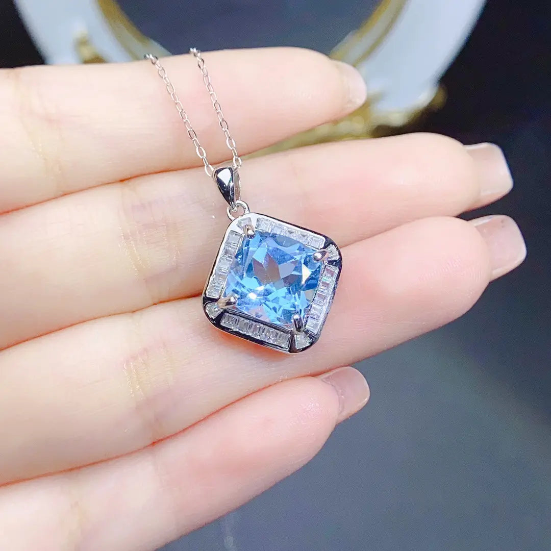 Luxury Topaz Necklace with Sterling Silver Chain - Gems Ritual