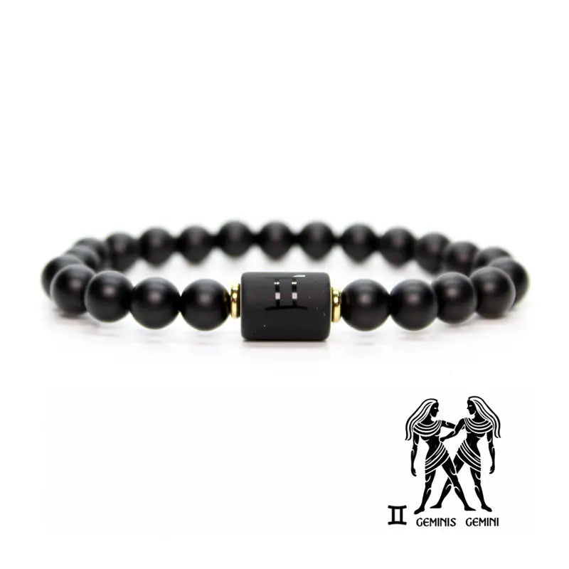 Astrology Birthstone Bracelet – Black Agate Protection Beads Gems Ritual