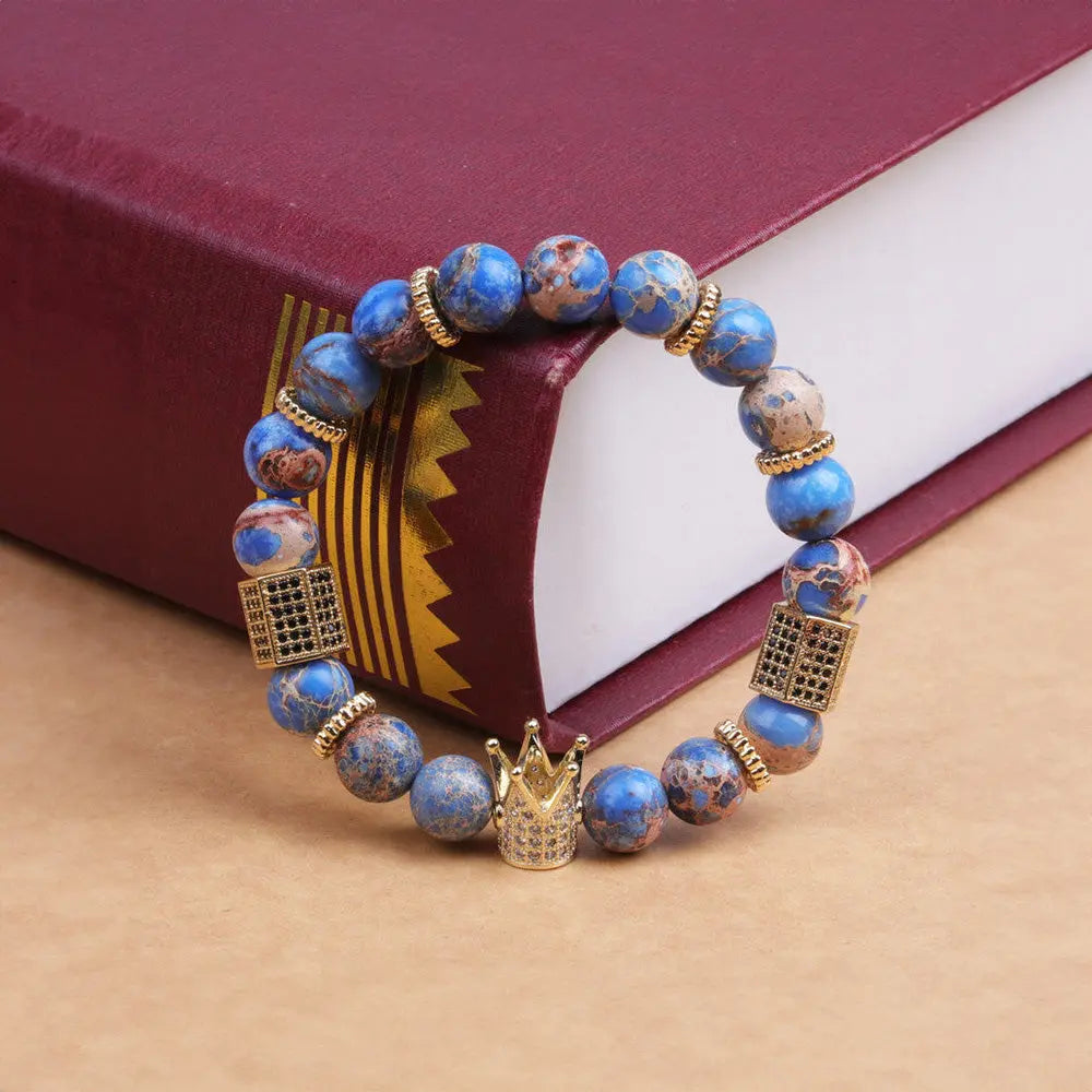 Royal Stone Beaded Crown Bracelet Gems Ritual