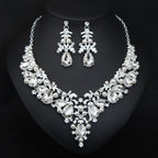 Statement Crystal Pearl Bridal Jewelry Set with Elegant Teardrop Accents - Gems Ritual