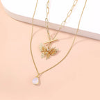 Natural Stone Butterfly Necklace - Gold Layered Jewelry for Boho Fashion - Gems Ritual
