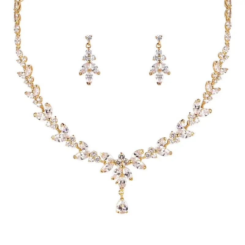 Timeless Zircon Bridal Set – Necklace and Earrings - Gems Ritual