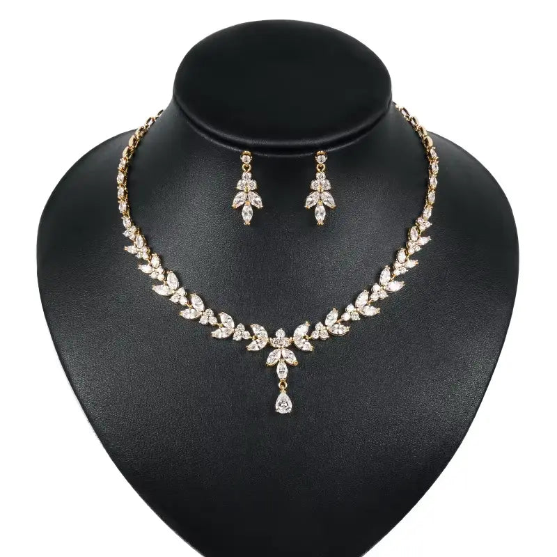 Elegant Zircon Necklace and Drop Earrings Jewelry Set for Women Gems Ritual