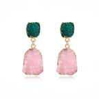 Resin Art Earrings – Gold-Plated Geometric Jewelry for Unique Style - Gems Ritual